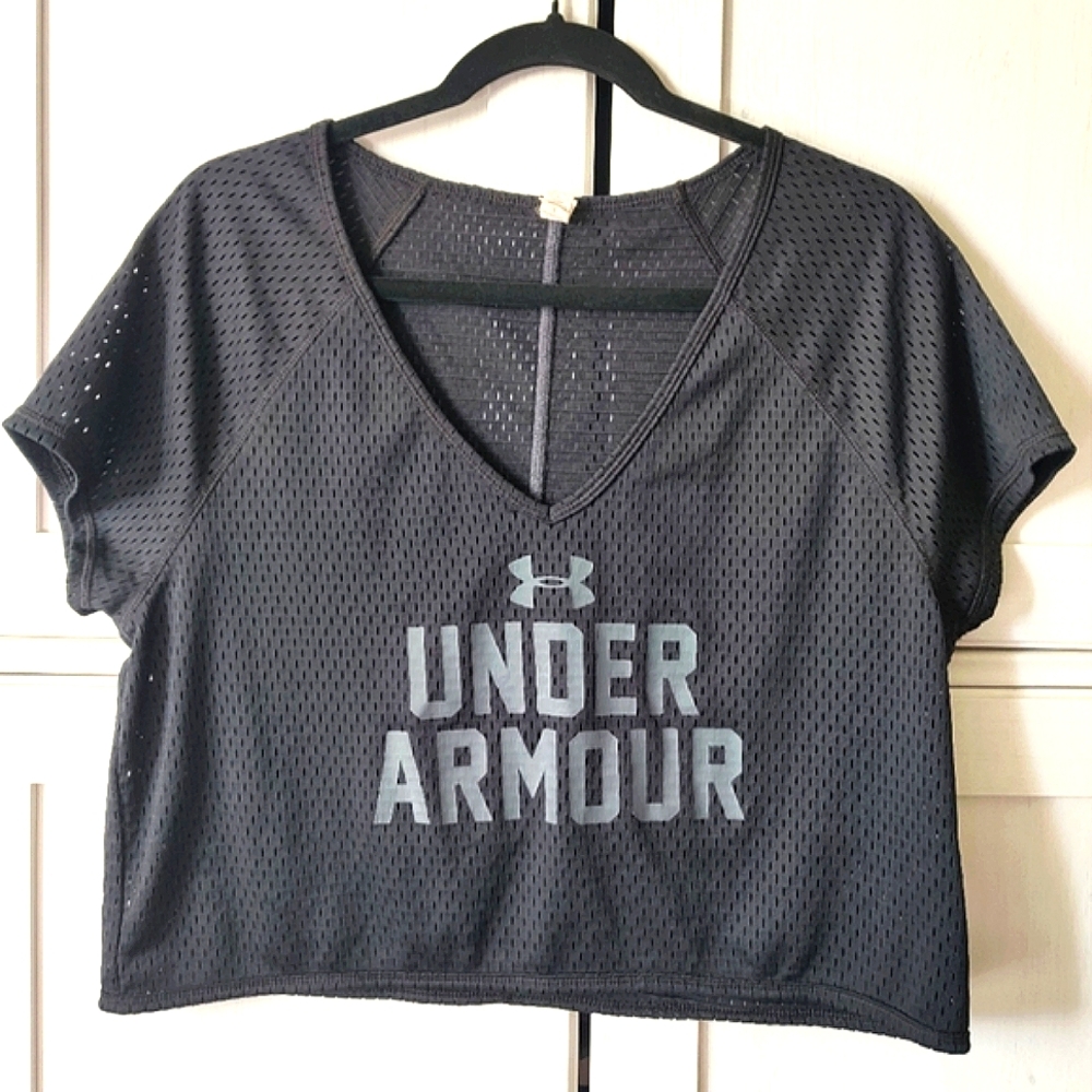 Under Armour Black Mesh Crop Top LG
